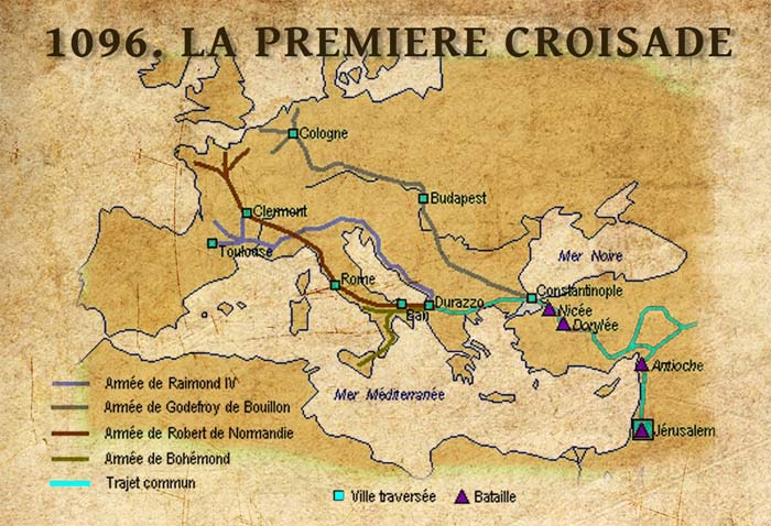 Première croisade : itinéraire des croisés