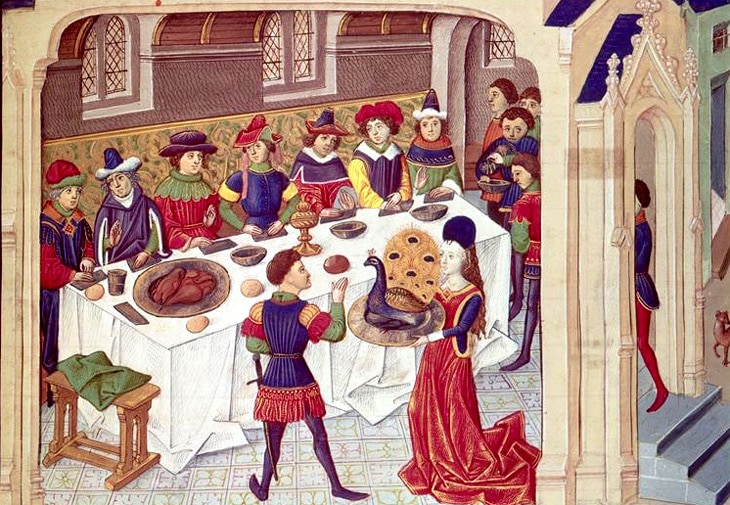moyen-age_banquet_jeux_de_cour_cruaute_poesie_realiste_satirique_critique_eustache_deschamps