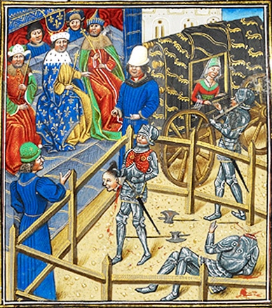duel_judiciaire_enluminure_jean_de_carrouges_jacques_le_gris_justicie_medievale