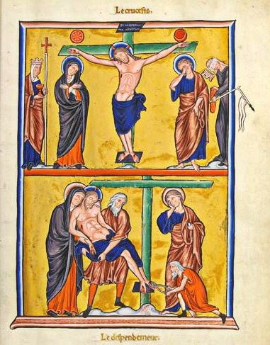 manuscrit_ancien_psautier_ingeburge_paques_moyen-age_chretien_crucifixion_-crucifiement_monde_medieval