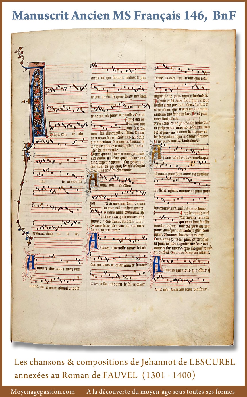 musique_poesie_medievale_manuscrit_ancien_francais_146_roman_fauvel_jehan_lescurel_XIVe_XIIIe