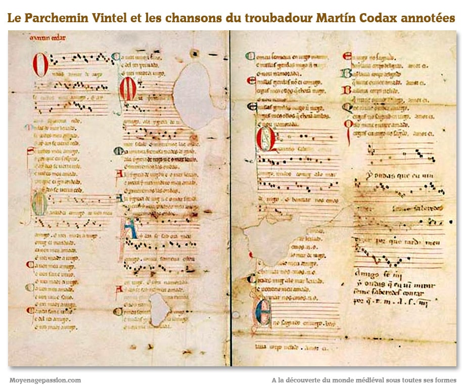 parchemin_vintel_poesie_chanson_medievale_amour_courtois_cantigas_amigo_galaico-portugaise_martin_codax