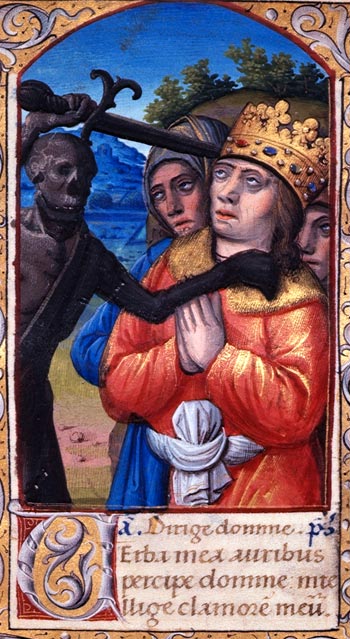 Enluminure de la mort au Moyen Âge dans un Manuscrit médiéval de la British Library