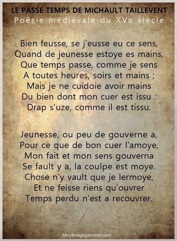 poesie_poete_medieval_moyen-francais_michault_caron_taillevent_passe_temps_XVe_siecle_moyen-age