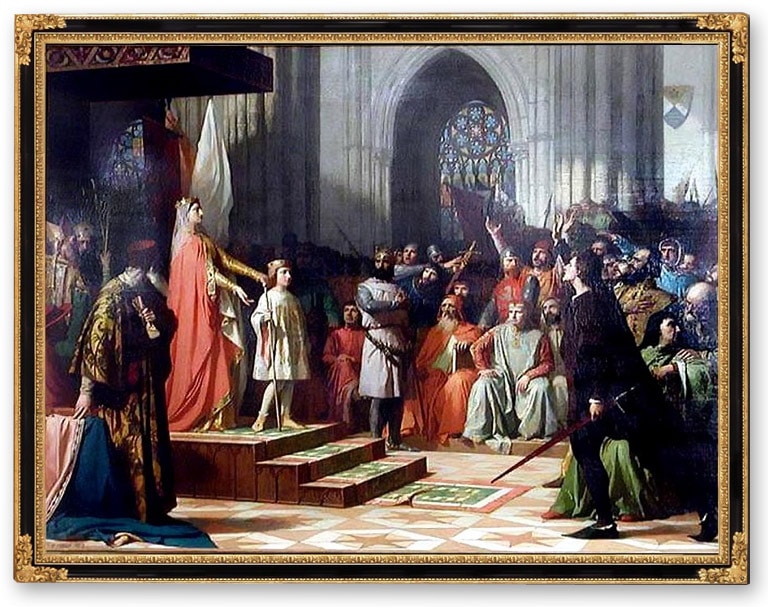 1295, la Reine Maria de Molina présente son fils Ferdinand IV à la cour de Valladolid, par Antonio Gisbert Pérez (1863)