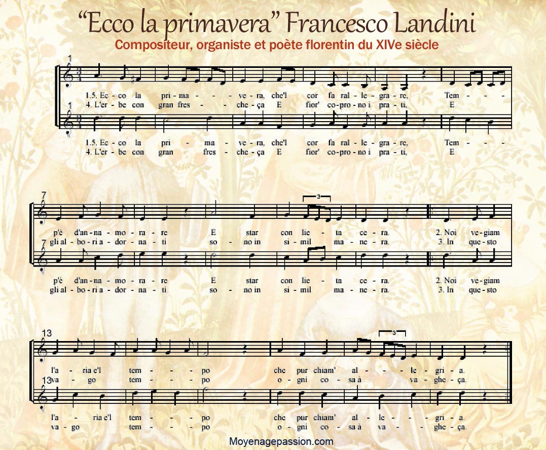 Francesco Landini, chanson printanière Moyen Âge tardif