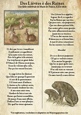 Fable  de Marie de France avec enluminure médiévale