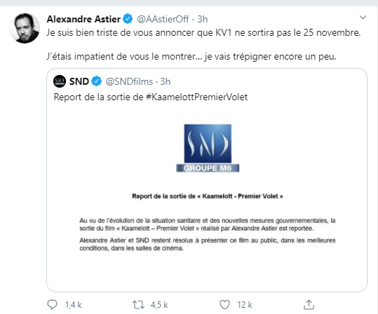 Twitt Alexandre Astier, Kaamelott Cinéma