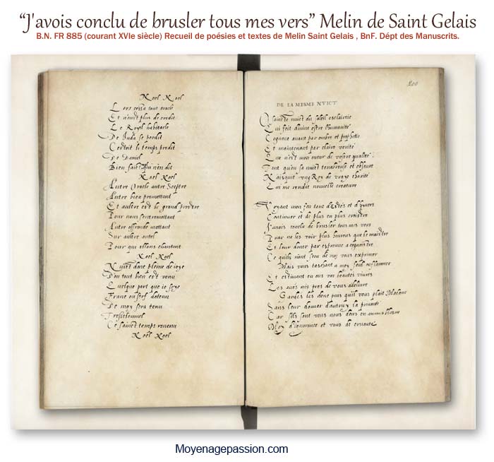 Melin de Saint-Gelais - manuscrit médiéval ancien