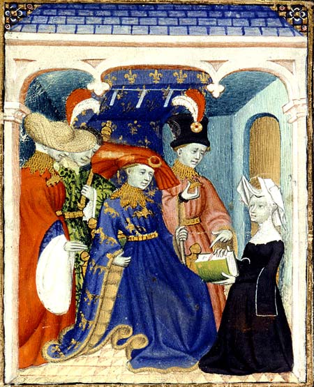 Enluminure médiévale de Louis d'Orléans et Christine de Pisan