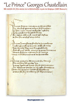 Manuscrit médiéval : le prince de Georges Chastellain (Ms 11020-33)