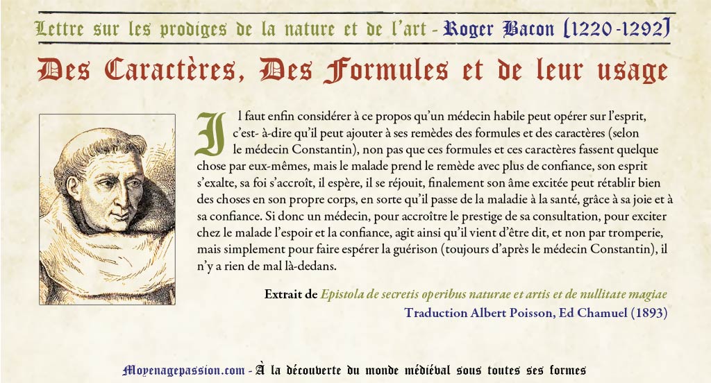 Citation illustrée de Roger Bacon sur la pratique médicale au Moyen Âge