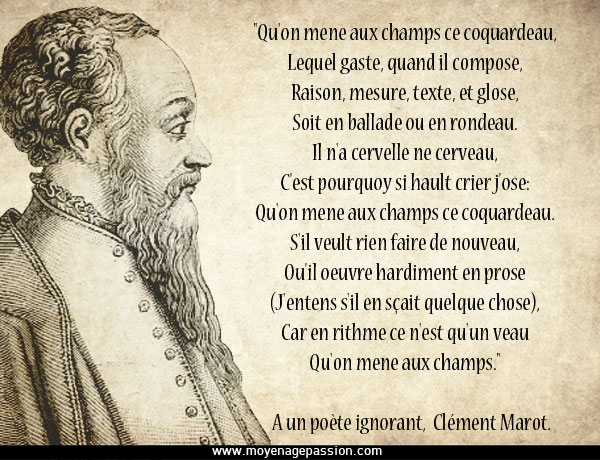 "A un poète ignorant", Rondeau illustré de Clément Marot