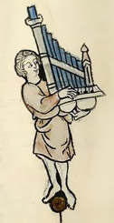 Enluminure musicien médiéval à l'organetto