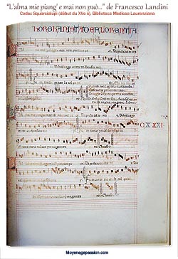 Partition et texte Musique médiévale du Moyen Âge tardif, Francesco Landini