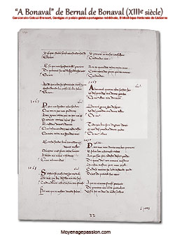Chanson de Bernal de Bonaval dans un Manuscrit médiéval