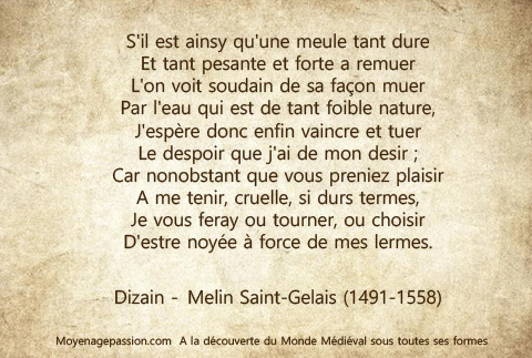 Poésie médiévale : dizain de Melin Saint Gelais (2)