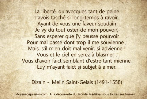 Poésie médiévale : dizain de Melin Saint Gelais (3)