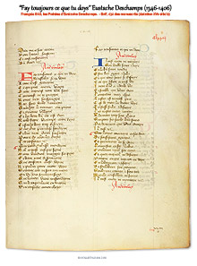 Manuscrit Français 840 - poésie médiévale de Eustache Deschamps