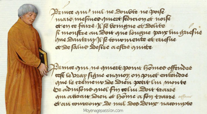 Enluminure de Georges Chastelain et sa poésie Le prince dans un manuscrit ancien