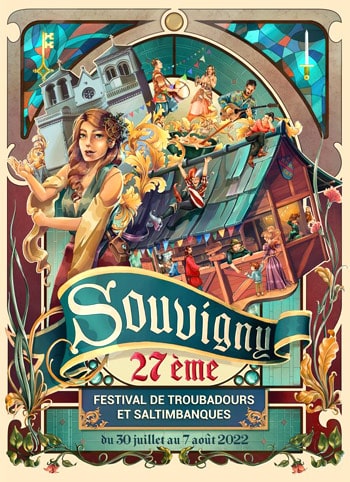 L'affiche 2022 du 27eme Festival des troubadours de Souvigny