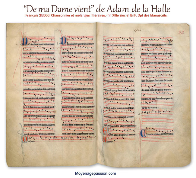 Le motet d'Adam de la Halle dans le manuscrit médiéval MS Français 25566 de la BnF