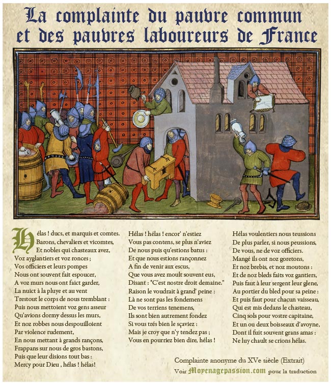 La complainte médiévale des laboureurs et du pauvre commun accompagnée d'une enluminure médiévale SD