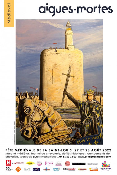 Affiche de la Fête de la Saint-Louis d'Aigues-Mortes, Occitanie - réalisation Patrick Granier