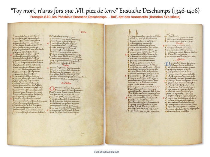 Le chant royal d'Eustache Deschamps dans le Manuscrit médiéval Français 840 de la BnF 