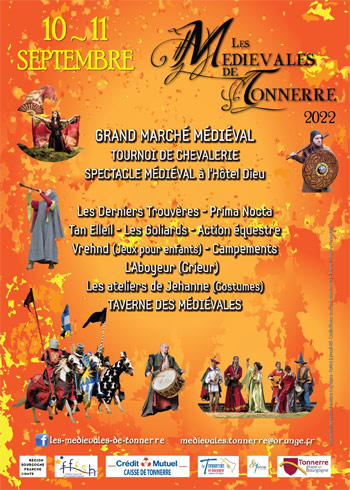 Animations et fêtes médiévales de Tonnerre dans l'Yonne (affiche 2022)