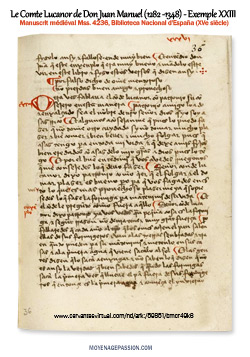 Le comte Lucanor, manuscrit médiéval du XVe siècle, Bibliothèque d'Espagne.