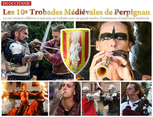 Compagnies médiévales et animations aux Trobades de Perpignan.