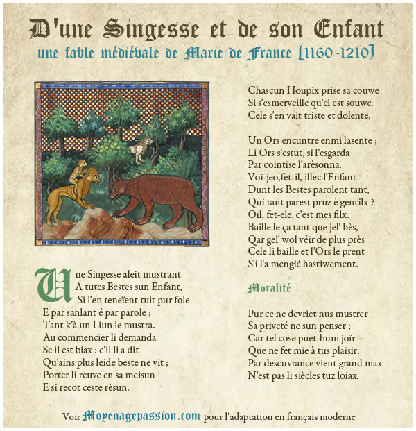 Une Fable de Marie de France avec enluminure médiévale