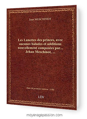 Couverture d'un livre et d'une réédition récente des œuvres du poète médiéval Jean Meschinot