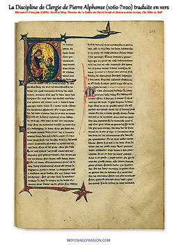 La Castoiement d'un père à son fils, dans le  manuscrit médiéval MS français 12581 de la BnF