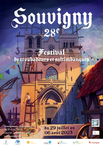 Animations médiévales en Auvergne avec la 28e foire médiévale et festival des troubadours de Souvigny (affiche)