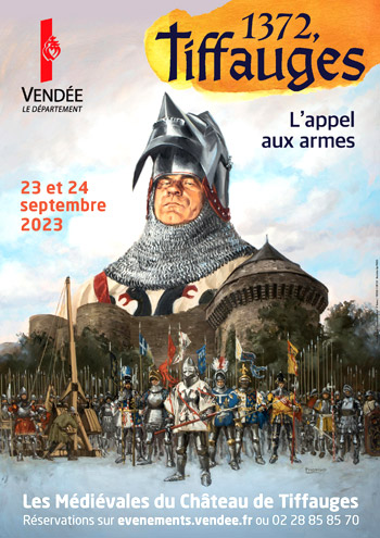 Bertrand Du Guesclin aux Médiévales du château de Tiffauges 2023 - Affiche officielle.