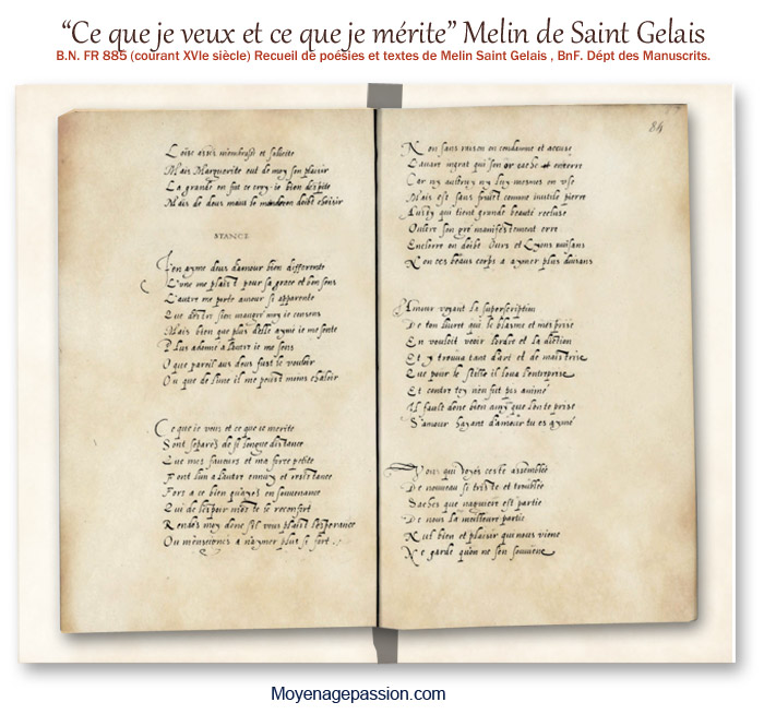 Le huitain de Mellin de Saint-Gelais dans le Français 885 de la BnF