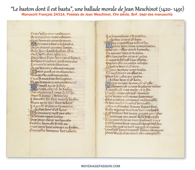 La ballade médiévale de Jean Meschinot dans le français 24314 de la BnF