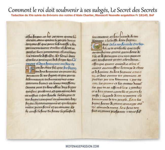 Le chapitre du Secrets de Secrets dans le manuscrit médiéval NA fr 18154
