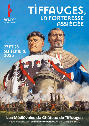 Tiffauges, médiévales 2025, 8eme édition, affiche officielle.
