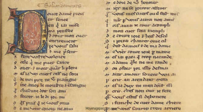 Au XIIIe s, Le Salut d’Amour d’un Amant Courtois à une Douce Dame