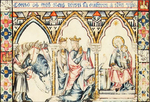 L'arrivée des rois mages enluminure de la Cantiga de Santa Maria 1
