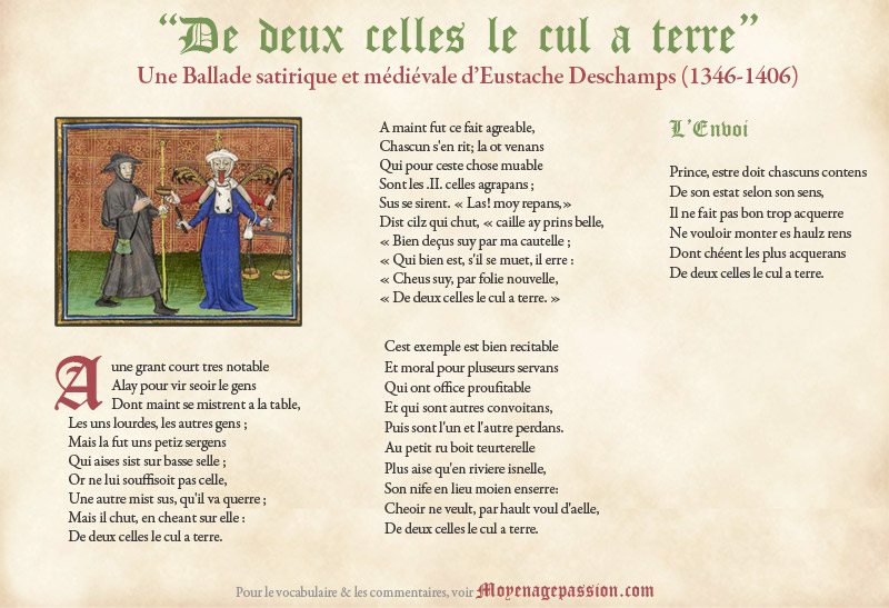 La ballade du jour et une enluminure du pèlerin face à convoitise, tiré du manuscrit français 376 de la BnF - 